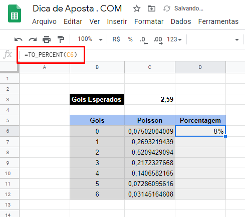 Poisson no Excel da Google