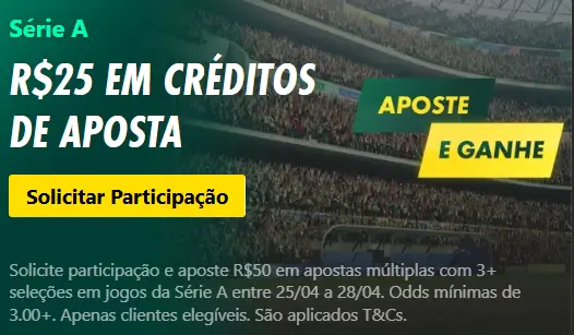 Ganhe R$25 em Créditos de Aposta Para a Rodada #6 do Brasileirão