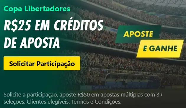 Oferta Bet365 para a Copa Libertadores: Ganhe R$25 em Créditos de Aposta nesta Terça-Feira (22/04)