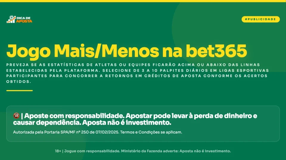 Aposte e Ganhe Créditos de Aposta na Bet365 com o Jogo Mais/Menos