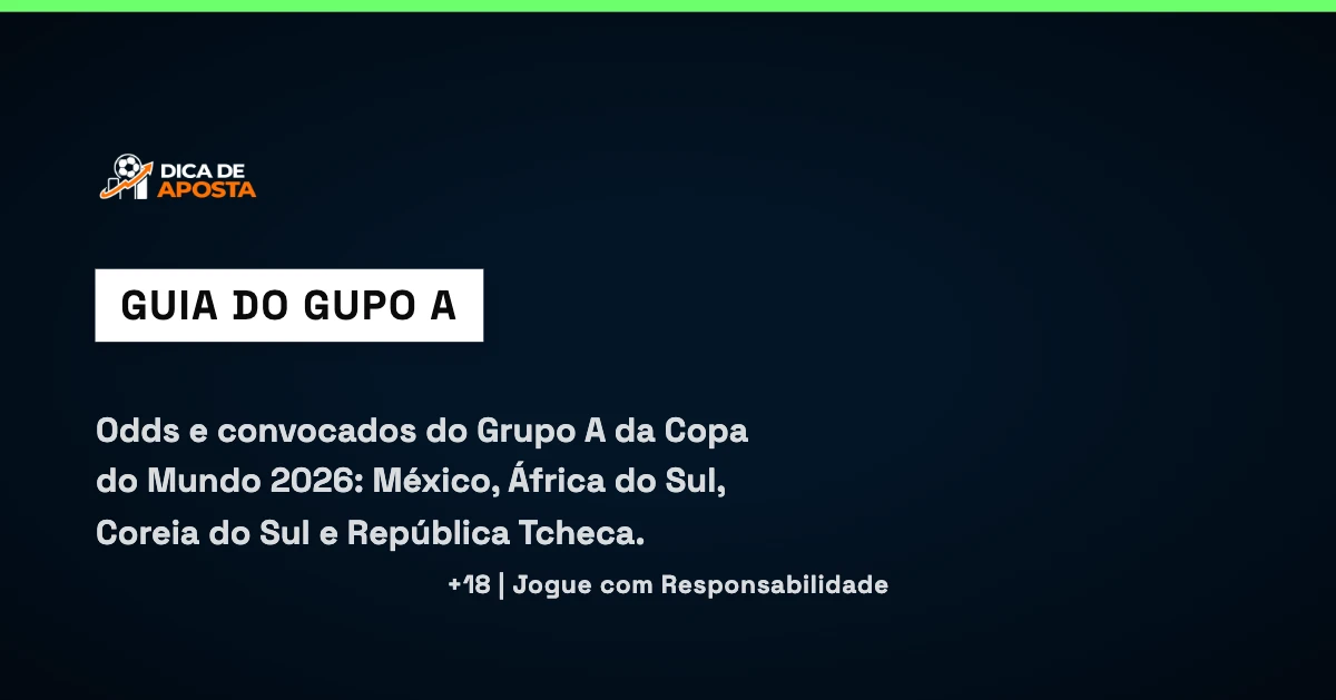 Odds e seleções do Grupo A da Copa do Mundo 2026: México, África do Sul, Coreia do Sul e República Tcheca.