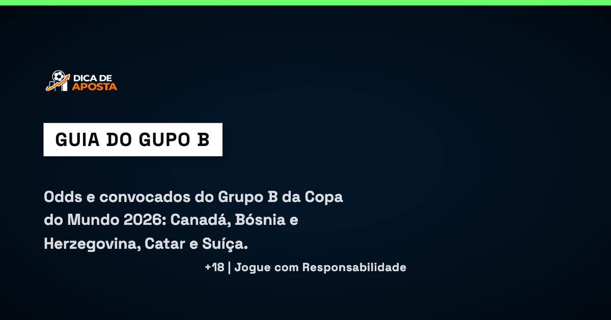 Odds e seleções do Grupo B da Copa do Mundo 2026: Canadá, Bósnia e Herzegovina, Catar e Suíça.