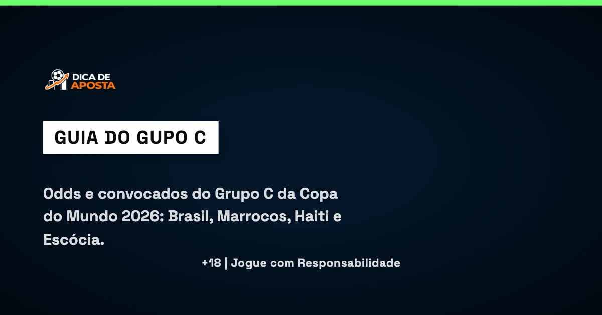 Odds e seleções do Grupo C da Copa do Mundo 2026: Brasil, Marrocos, Haiti e Escócia.