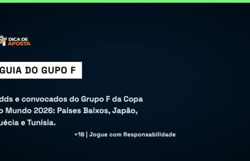 Odds e seleções do Grupo F da Copa do Mundo 2026: Países Baixos, Japão, Suécia e Tunísia.