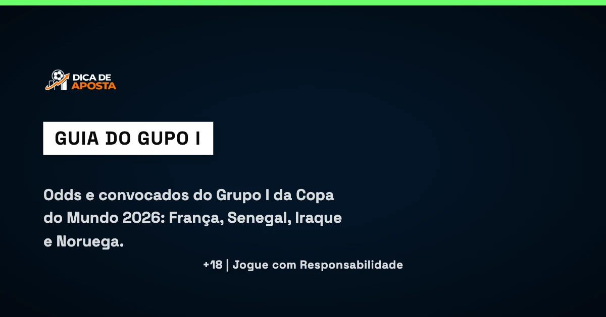 Odds e seleções do Grupo I da Copa do Mundo 2026: França, Senegal, Iraque e Noruega.