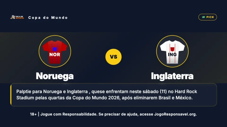 Palpite Noruega x Inglaterra: Quem Avança para a Semifinal da Copa 2026?