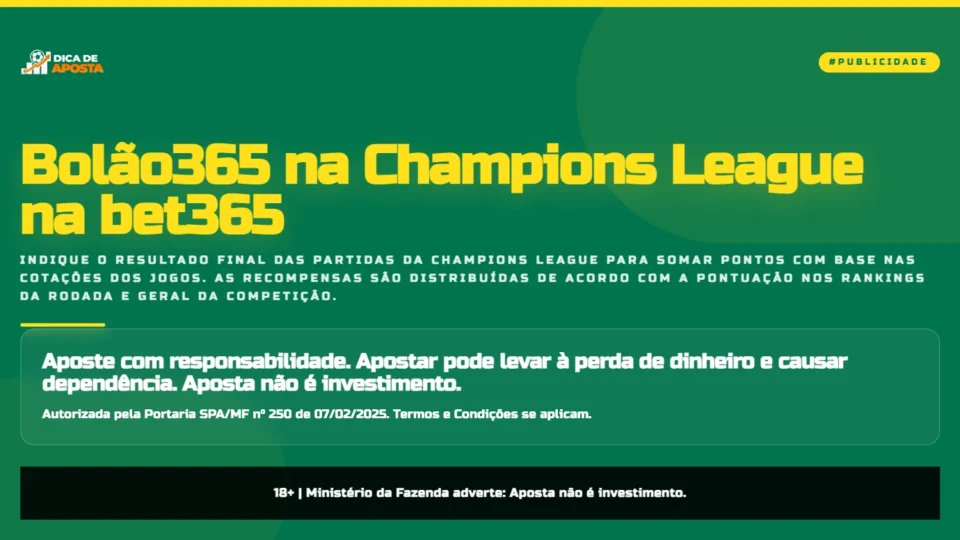 Bolão bet365 na Champions League: como jogar e regras dos prêmios