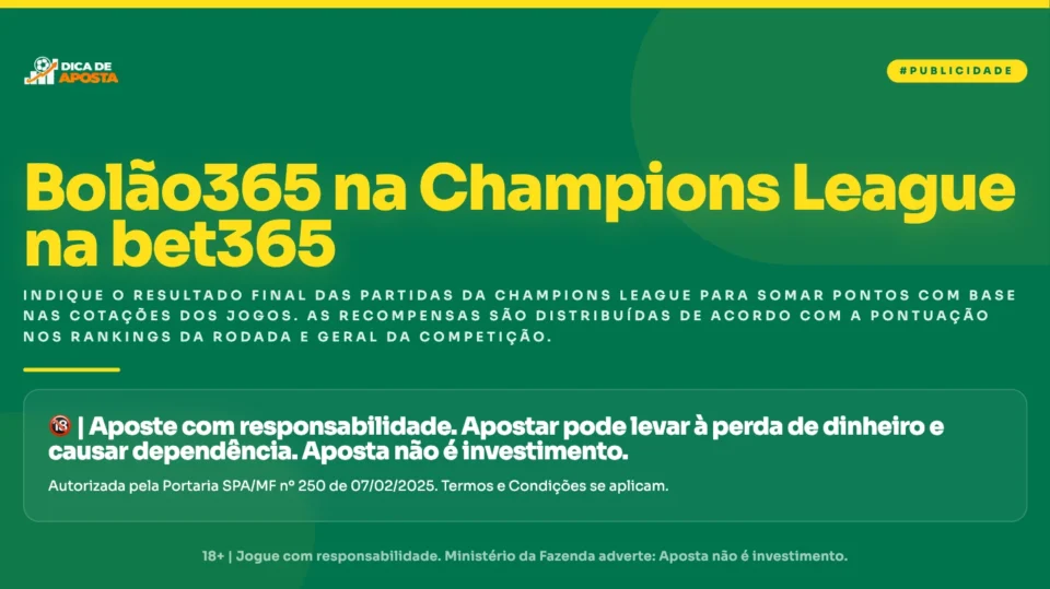 Bolão bet365 na Champions League: como jogar e regras dos prêmios
